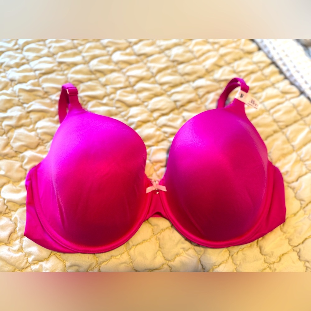NWT VICTORIA SECRET Lightly Lined Bright Pink Bra 38DD